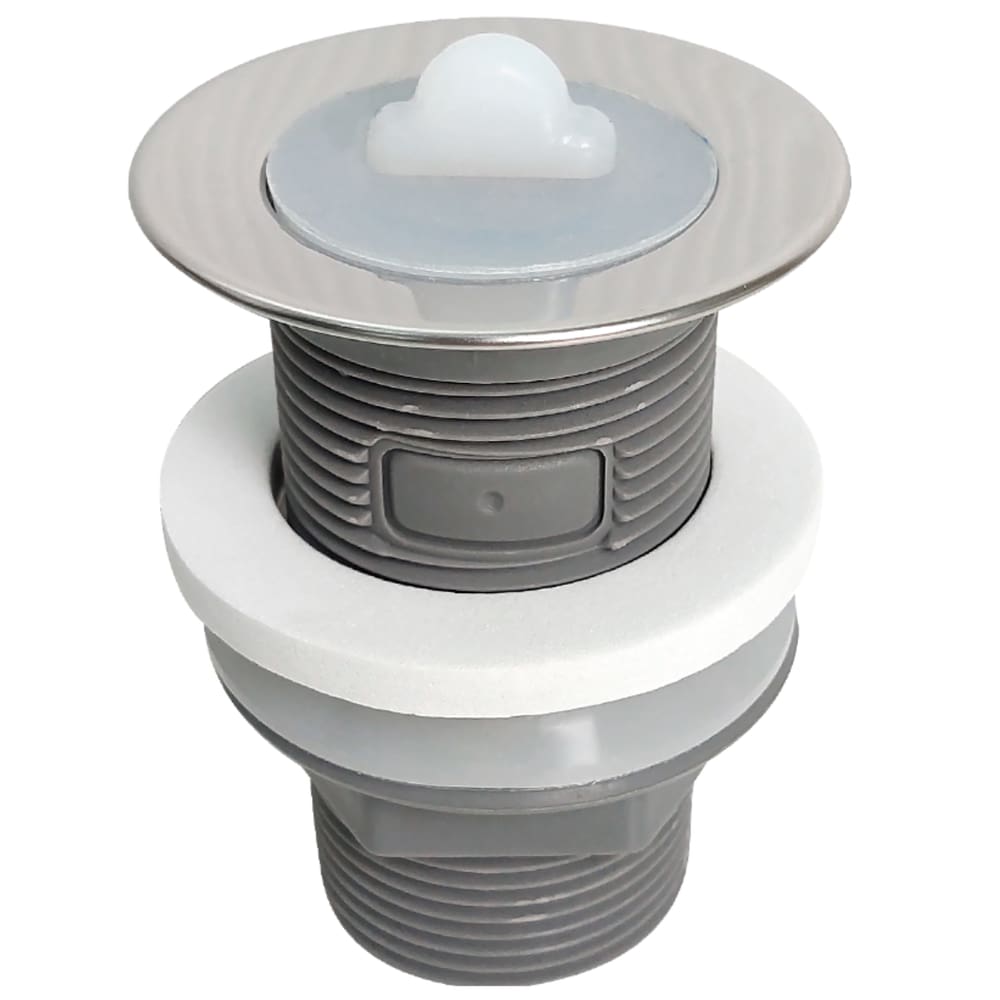 VALVULA DE ESCOAMENTO 1 1/4” INOX + PLASTICO TAMPA SILICONE ANTI INSETOS E MAU CHEIRO