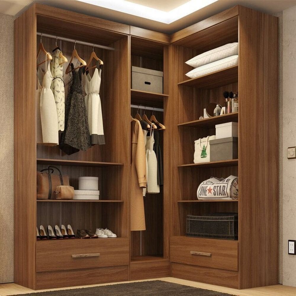 Closet Modulado de Canto 3 Peças 2 Gavetas Smart Plus Cinamomo