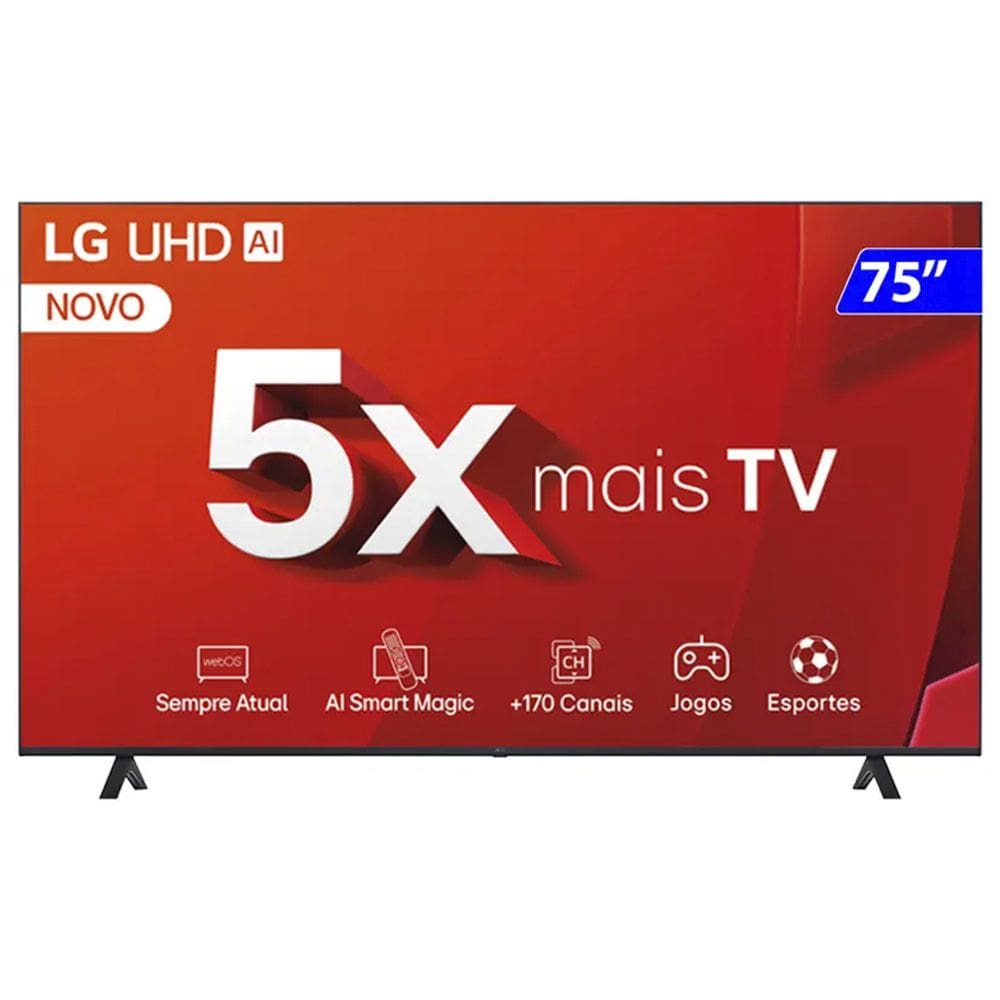 Smart TV LG 75 Polegadas 4K WIFI WEBOS 24 LG ThinQ AI 75UT8050PSA