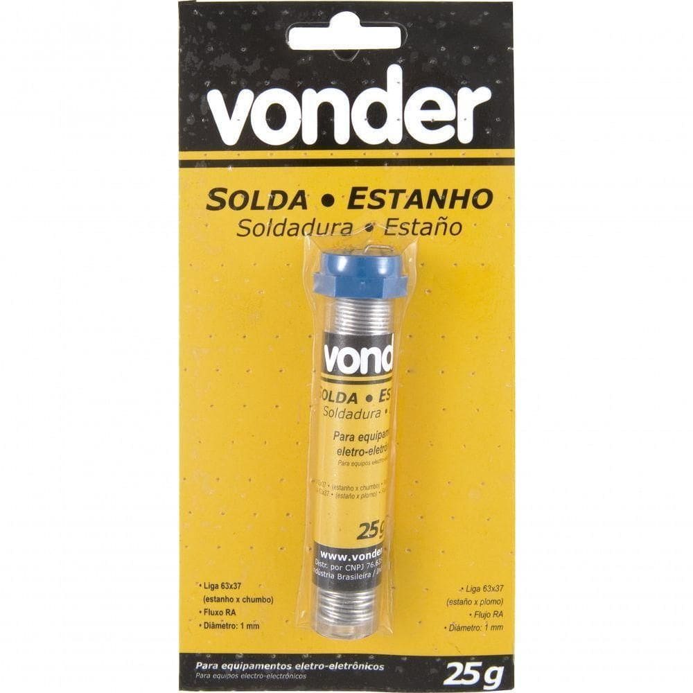 Estanho Fio 1,0mm 63x37 25g Tubo Vonder
