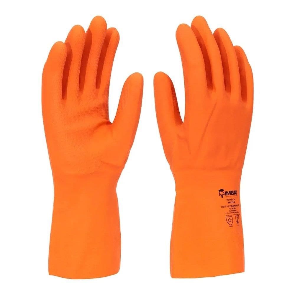 Luva Imbat Ultra Látex Forrada Reforçada Laranja Tamanho 8 - Embalagem com 1 Par