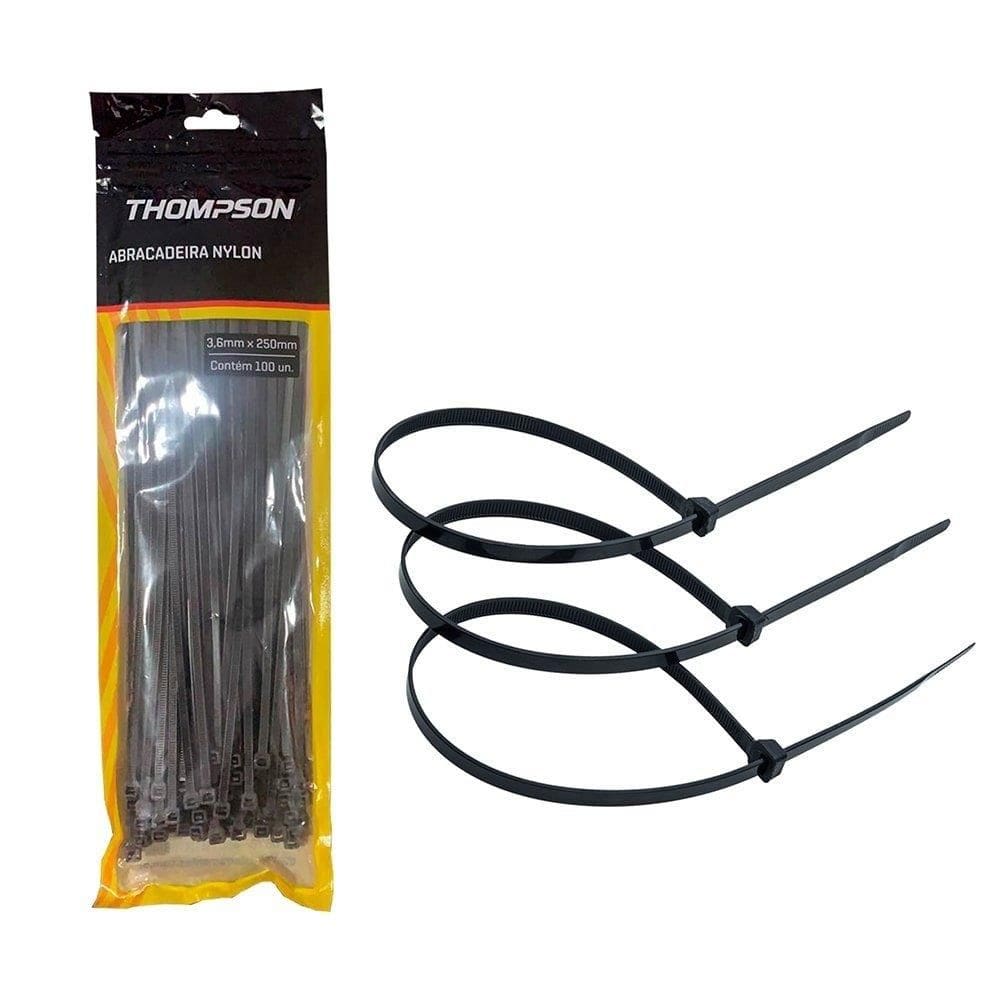 Abraçadeira Thompson Nylon 150 x 3,6mm Preto - Embalagem com 100 unidades