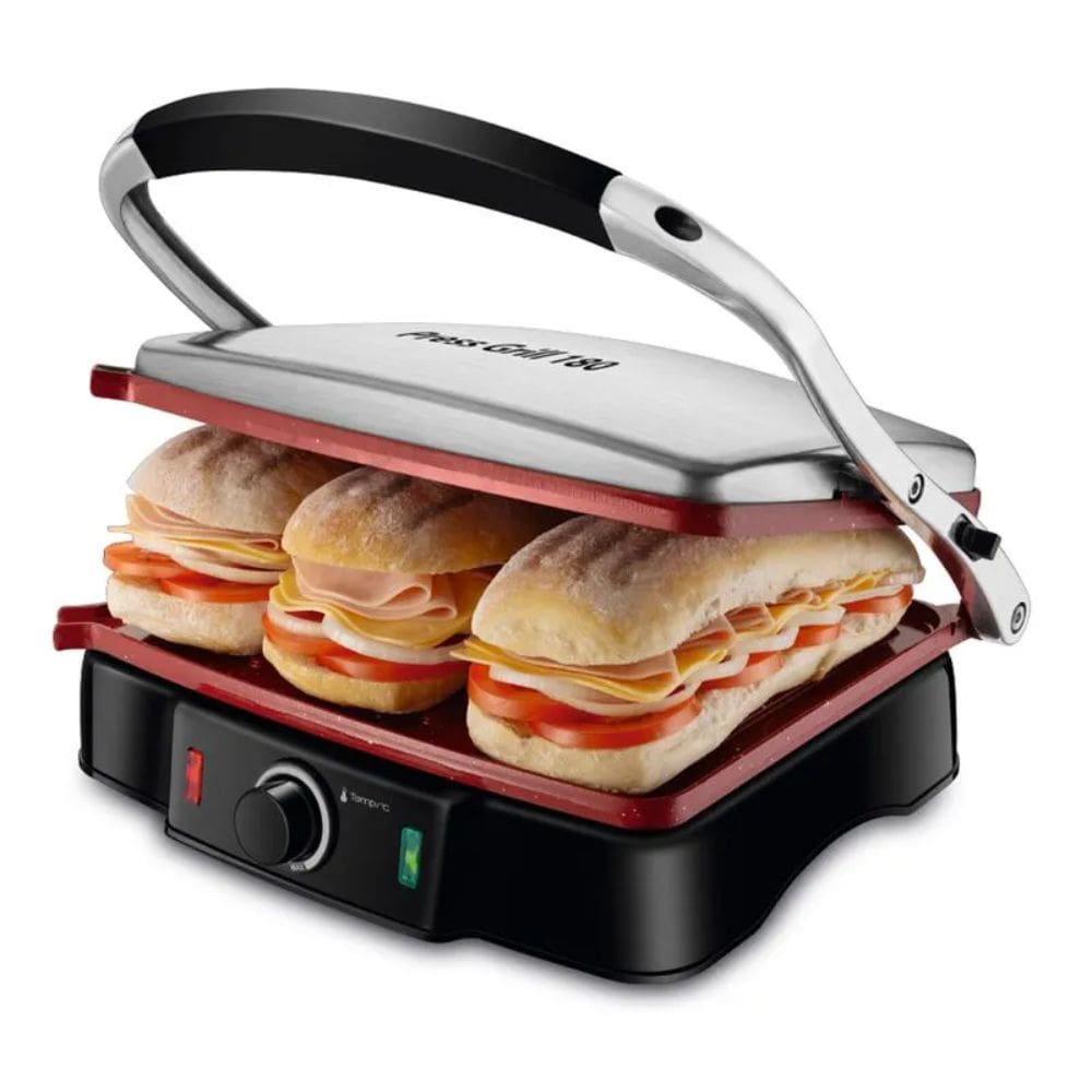 Sanduicheira Mondial Press Grill 180° Red Ceramic Preto/Inox 2000W 127V - PG-02
