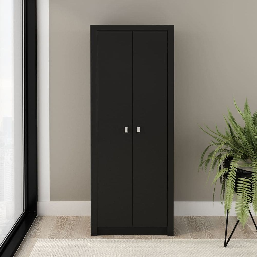 Armário Preto para Escritório com 2 Portas 171x60 Cm ME4105