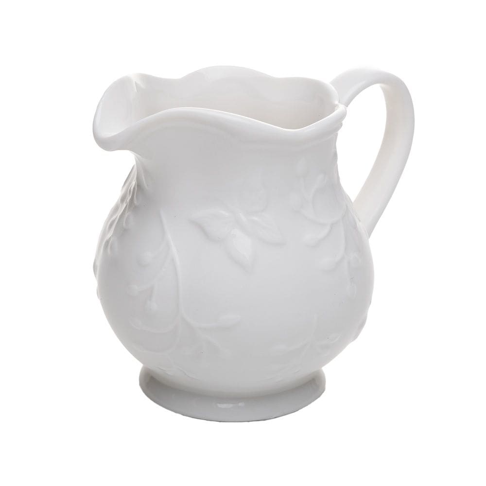 Leiteira de Porcelana New Bone Butterfly Flower Branco 250ml Lyor