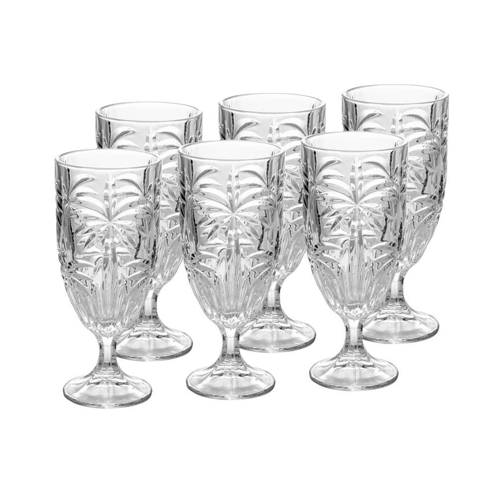 Cj 6 Taças de Cristal Palm Tree Transparente 450ml Wolff