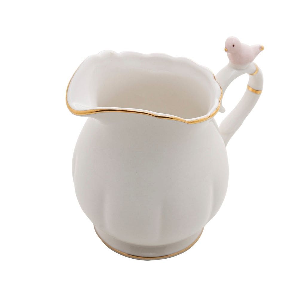 Leiteira de Porcelana Branca Birds Design Plate Colorido 300ml Wolff