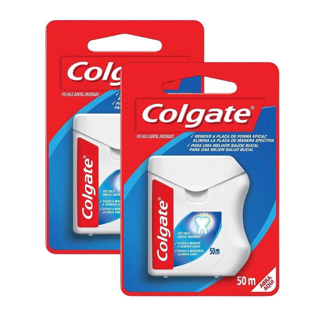 Kit 2 Fio Dental Colgate Encerado 50m