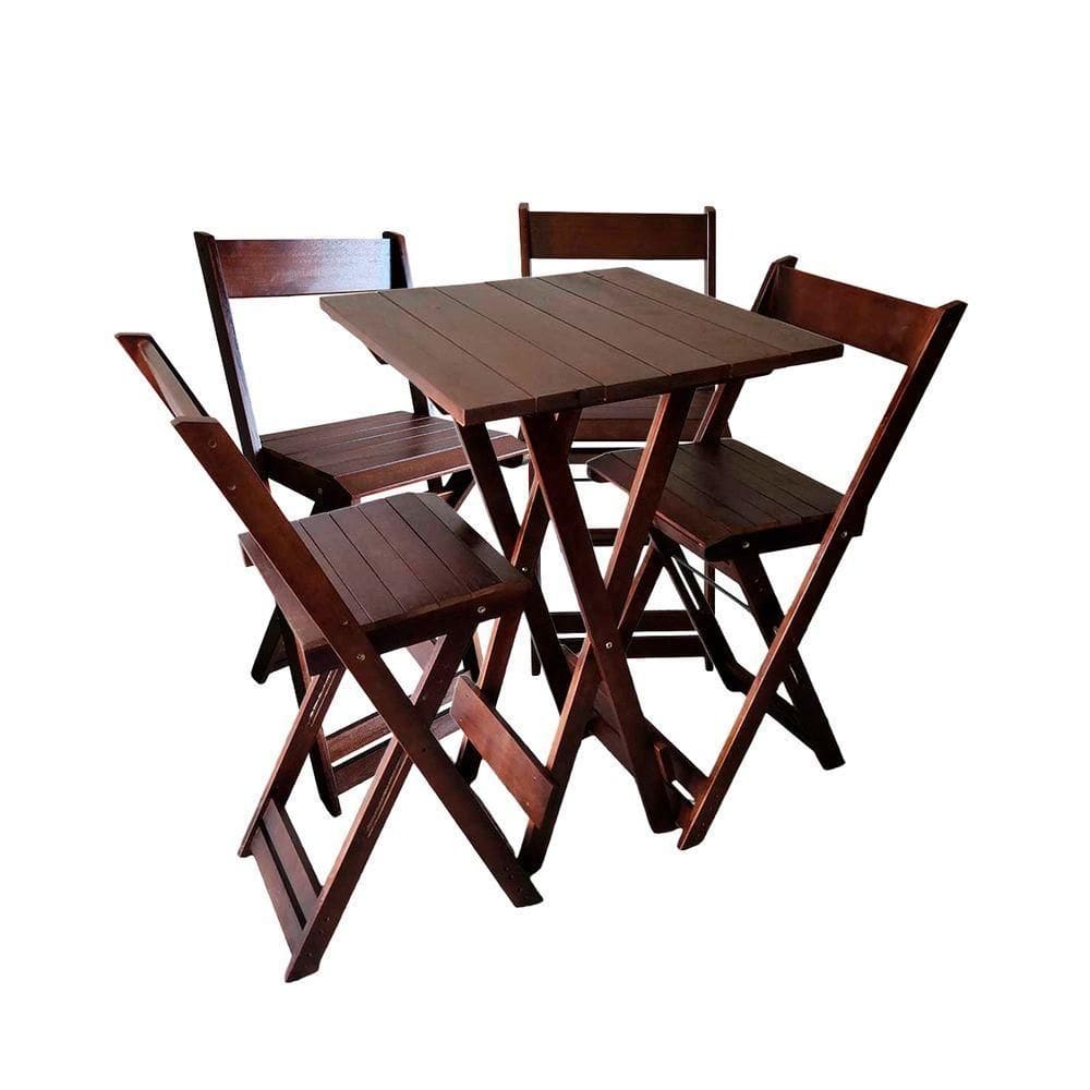 Bistrô Com 4 Banquetas Para Bar Dobrável De Madeira Ismalu Imbuia
