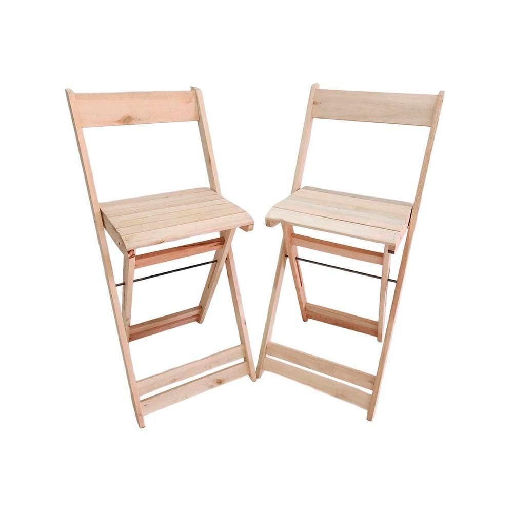 Conjunto 4 Banquetas Dobráveis Para Bistro E Balcão Em Madeira Natural