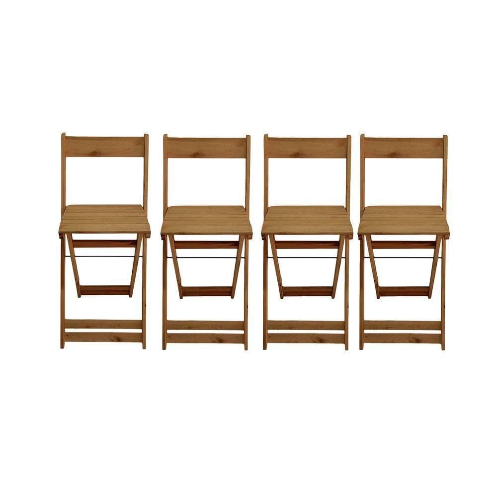 Conjunto 4 Banquetas Dobráveis Para Bistro E Balcão Em Madeira Mel