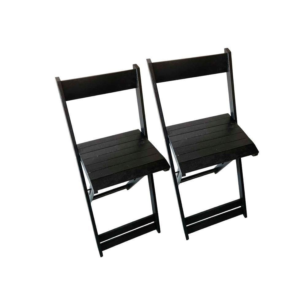 Conjunto Com 2 Banquetas Dobráveis Em Eucalipto Preto