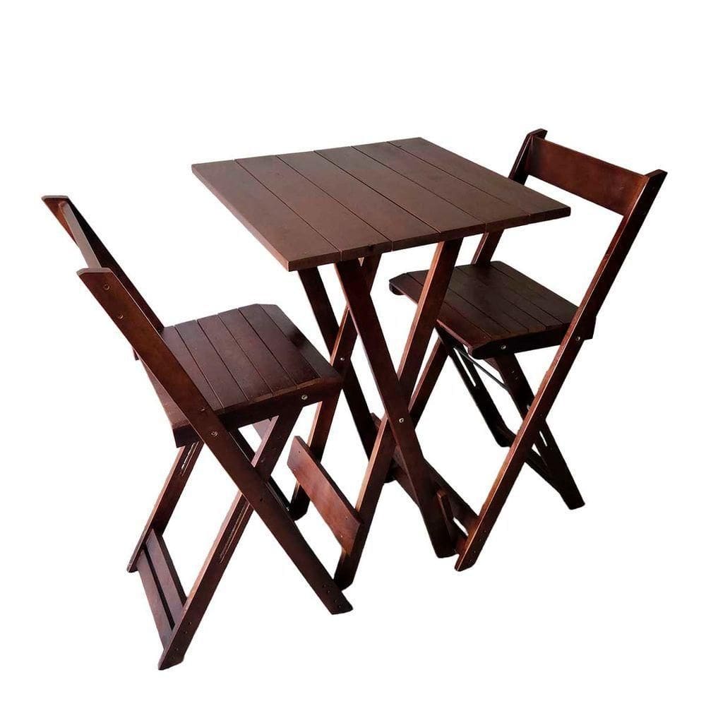 Kit Com 2 Banquetas Bistrô Dobrável De Madeira Ismalu Imbuia