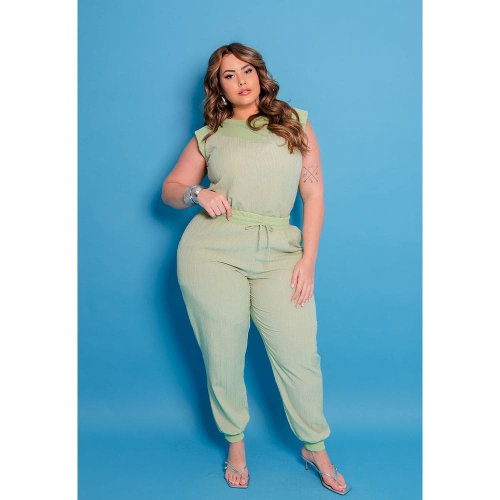Conjunto Plus Size Liso Blusa e Calça Jogger