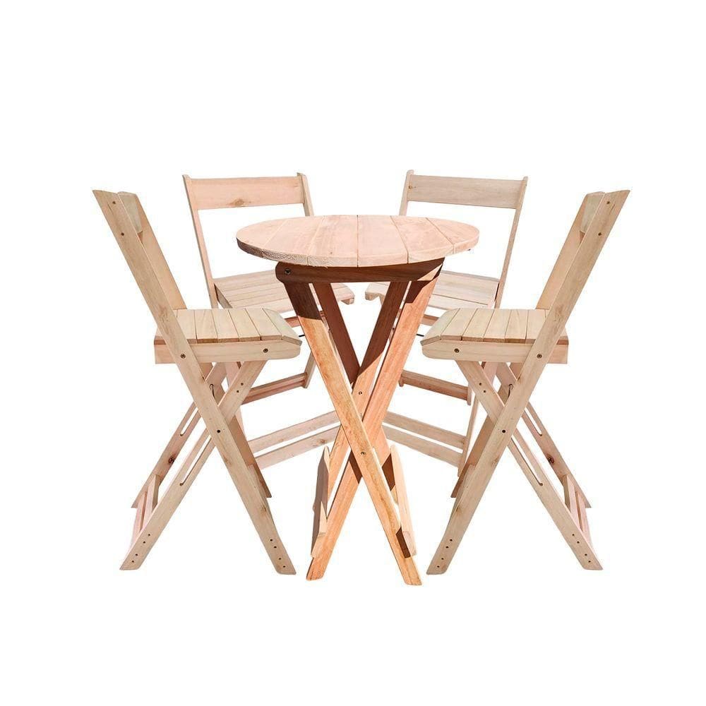 Kit Bistrô 4 Banquetas Dobrável De Madeira Para Area Gourmet Natural