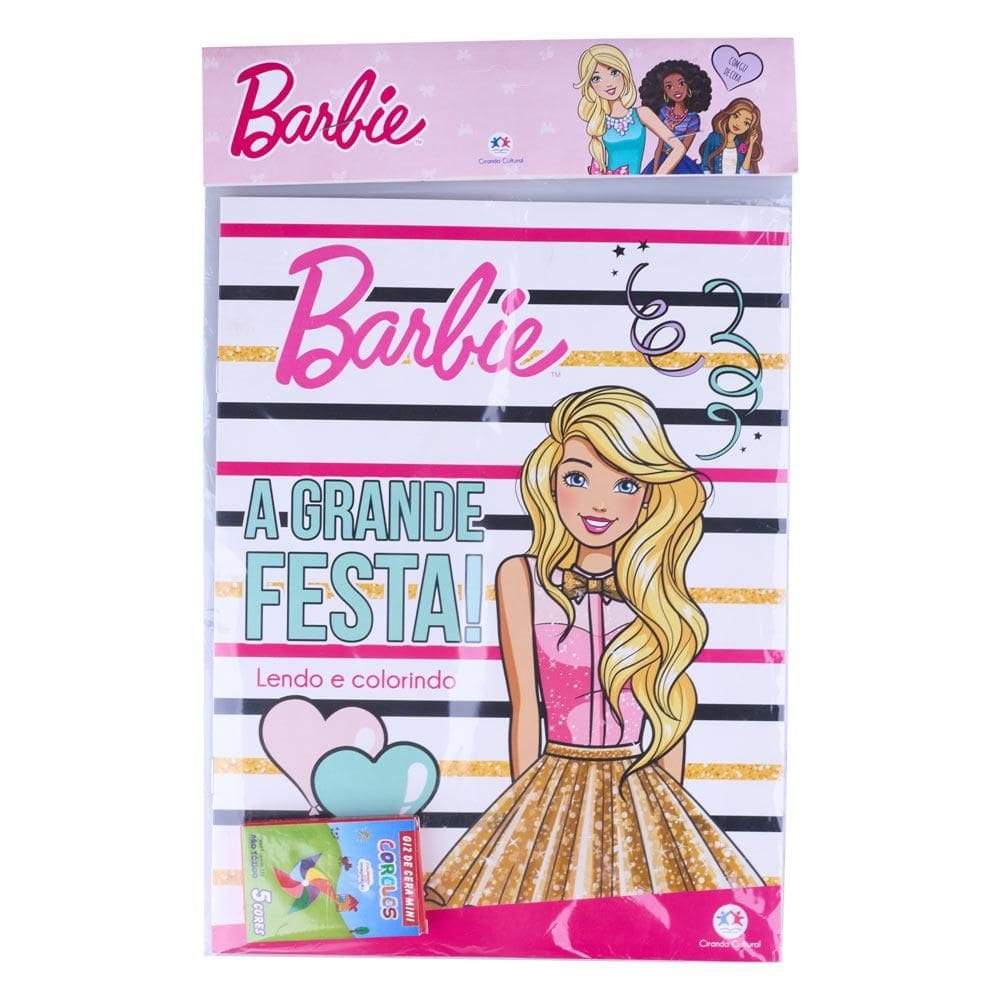 Livro com Giz de Cera Barbie Festa Lendo e Colorindo Ciranda Cultural 83627