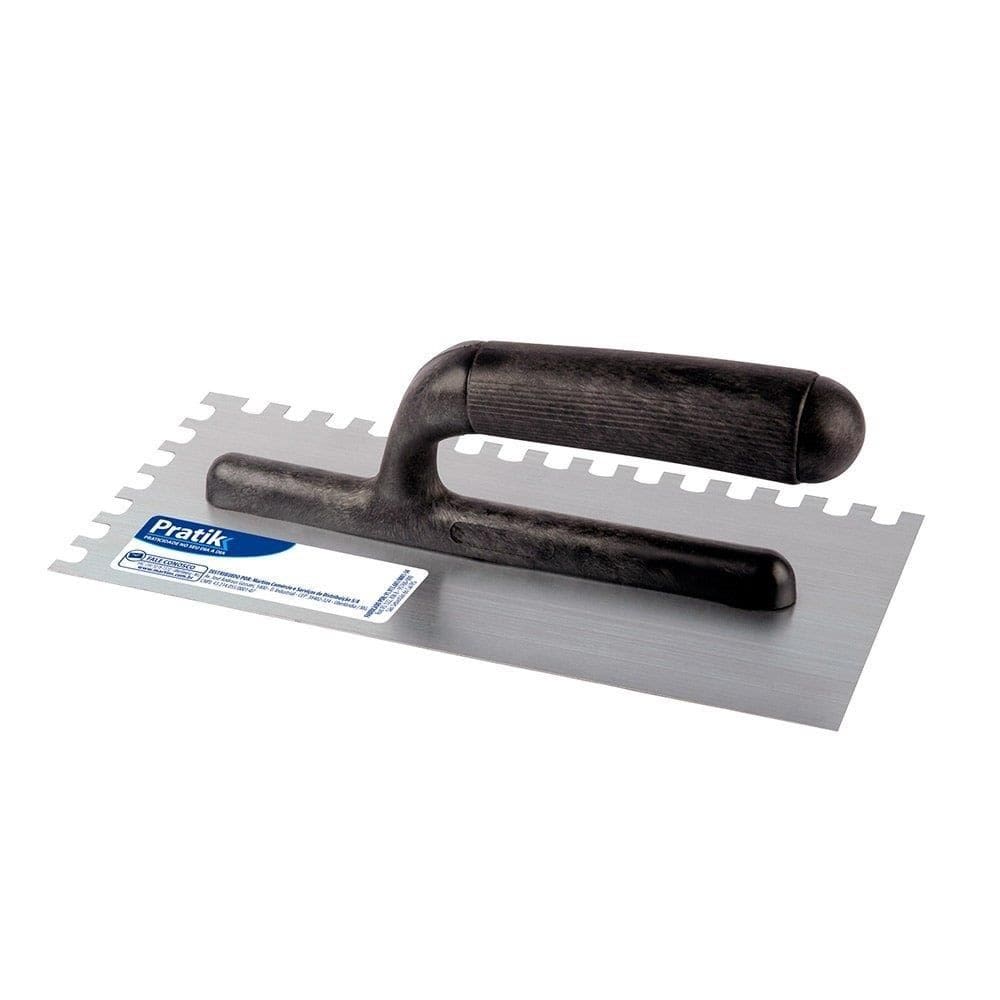 desempenadeira Aço Dentada Pratik 25x12cm Cabo Plástico Aberto