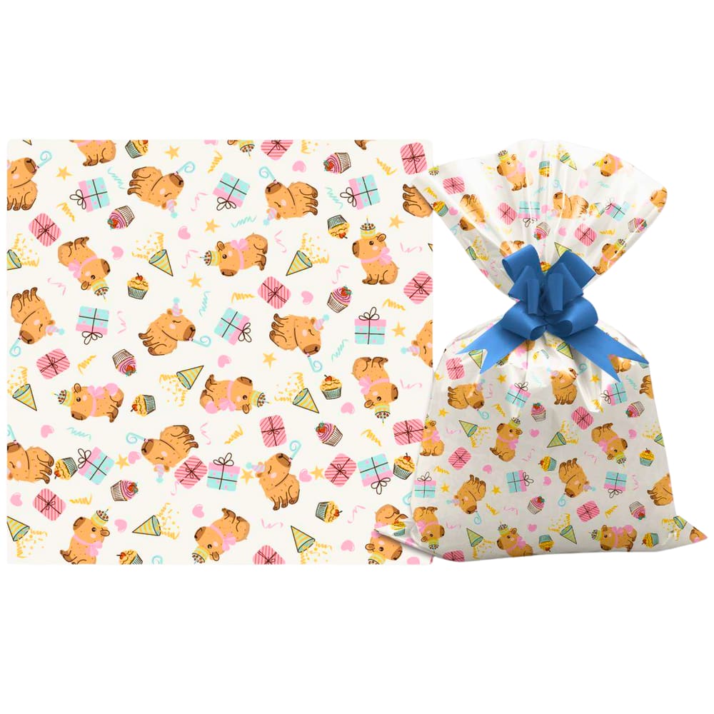 Saco Metalizado 20 x 30 cm Estampa Capivaras Pacote C/50