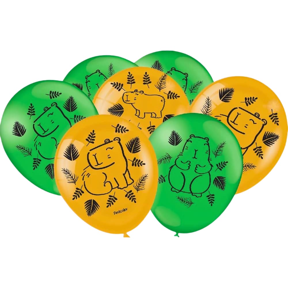 Balão 9 Estampa de Capivara Pacote 25 Un Decoração Festcolor