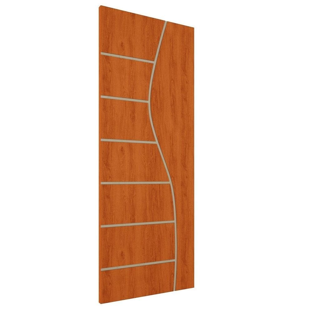 Folha de Porta de Madeira Frisada 210x80 Espessura 3,5cm Valuchi Mogno