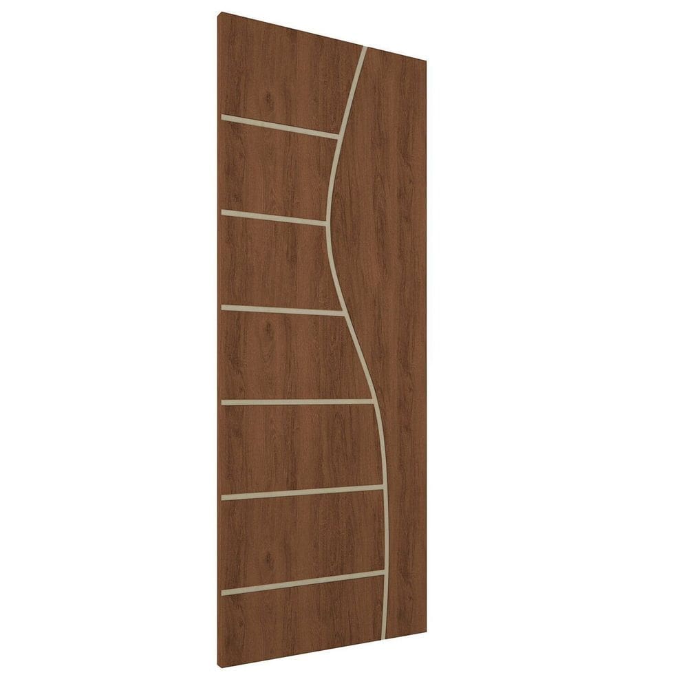 Folha de Porta de Madeira Frisada 210x90 Espessura 3,5cm Valuchi Imbuia