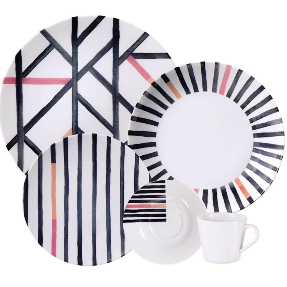 Aparelho de Jantar 20 Peças Tramontina Street Porcelana Mesa Posta 4 Pessoas