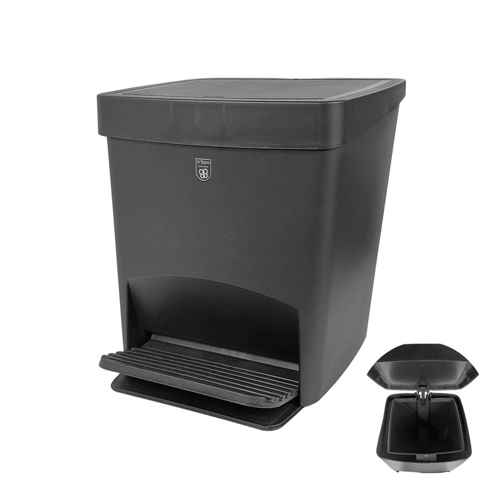 Lixeira 15 Litros Grande Com Tampa Pedal Plástica Cozinha Preto - Gambrage 403170 Crippa