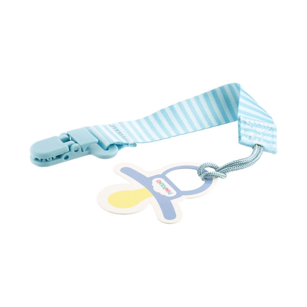 Prendedor de Chupeta Clips Menino 14cm Listras Azul-Pimpolho