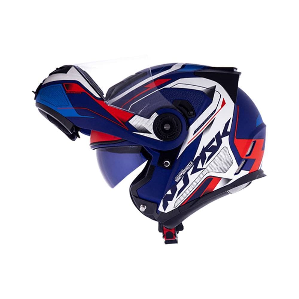 Capacete Norisk Route FF345 Speed Max Branco Azul e Vermelho Fosco