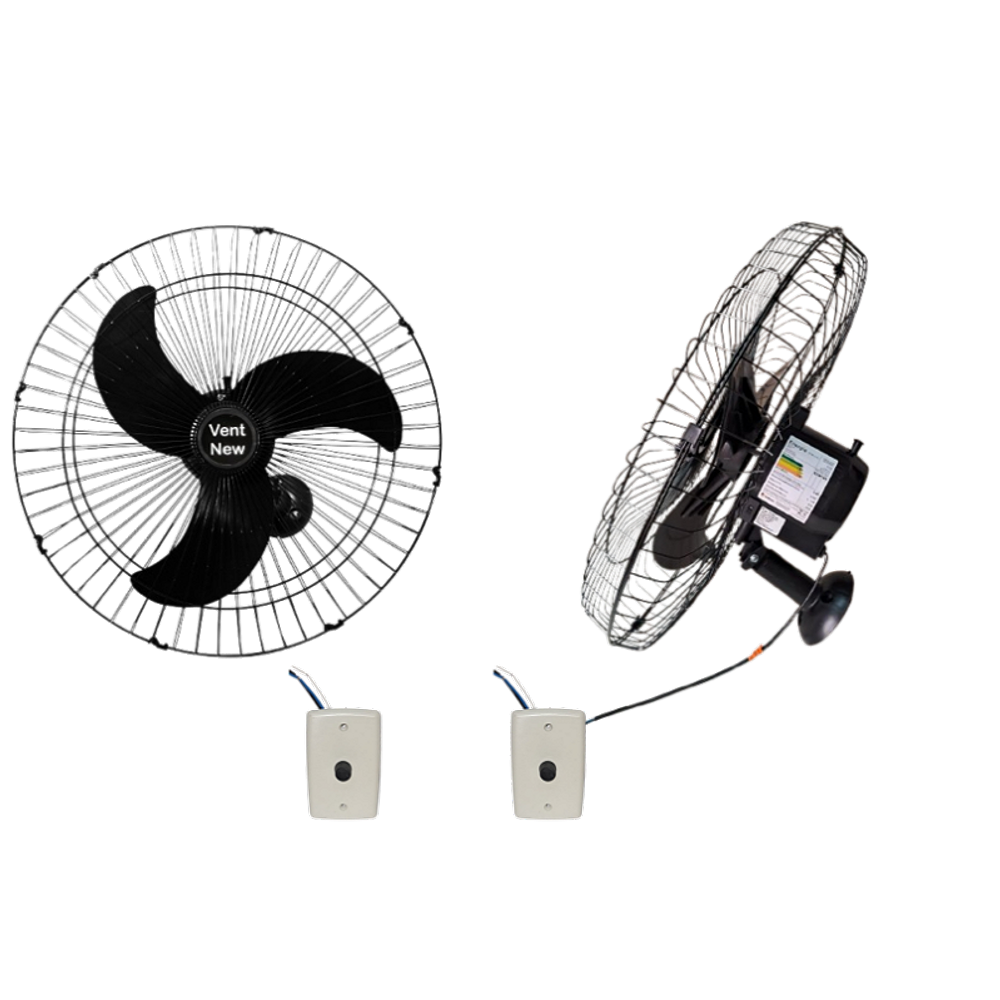 Ventilador de Parede Vent New 60cm Bivolt 200w Preto 2 Unid