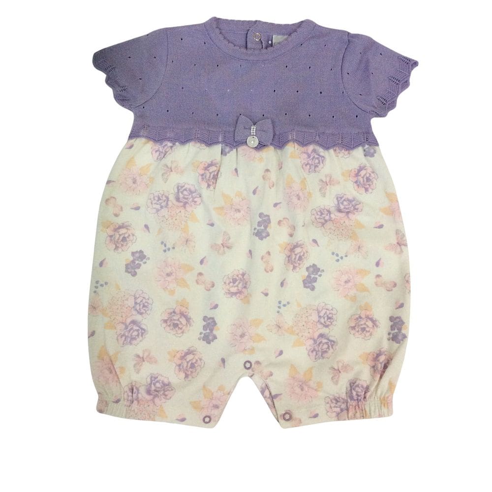 Macacão fem curto  Noruega  lilás  e floral
