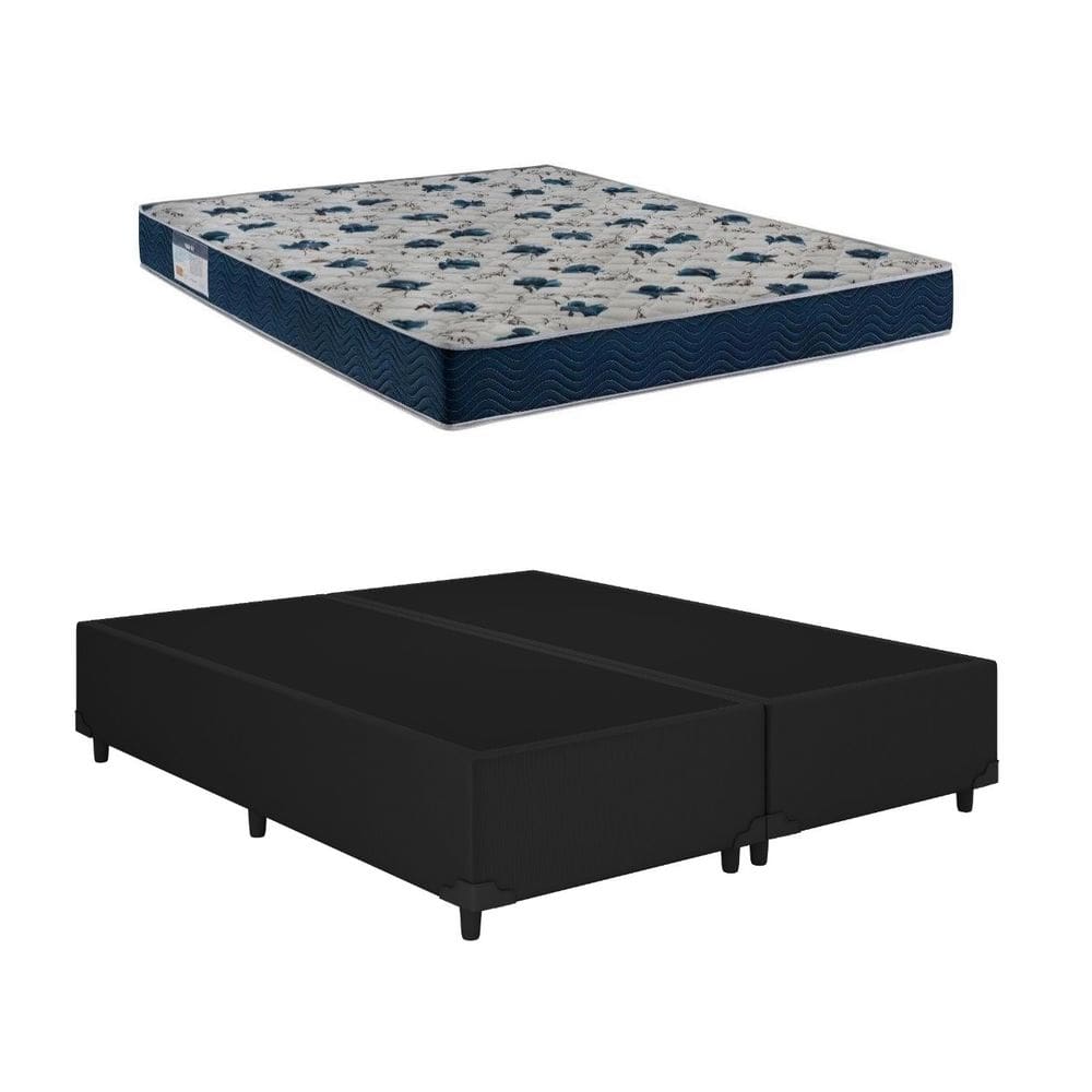Cama Base Box Casal Bipartido Preto Colchão ISO 60 D28 - Ortobom