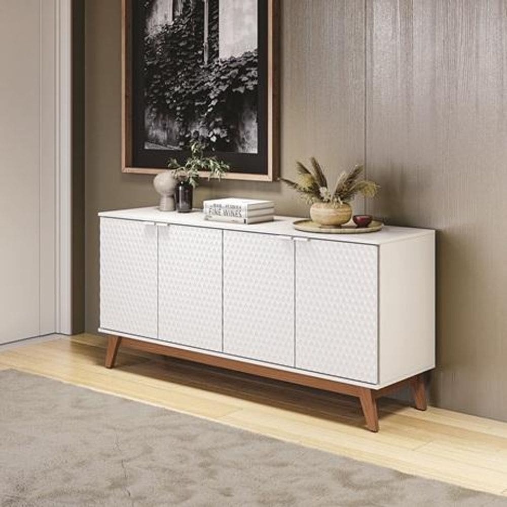 Aparador Kappesberg 4 Portas 3D Branco 180cm