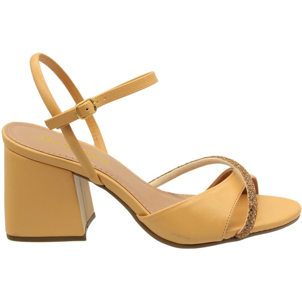 Sandália Salto Médio Via Scarpa Strass Feminina