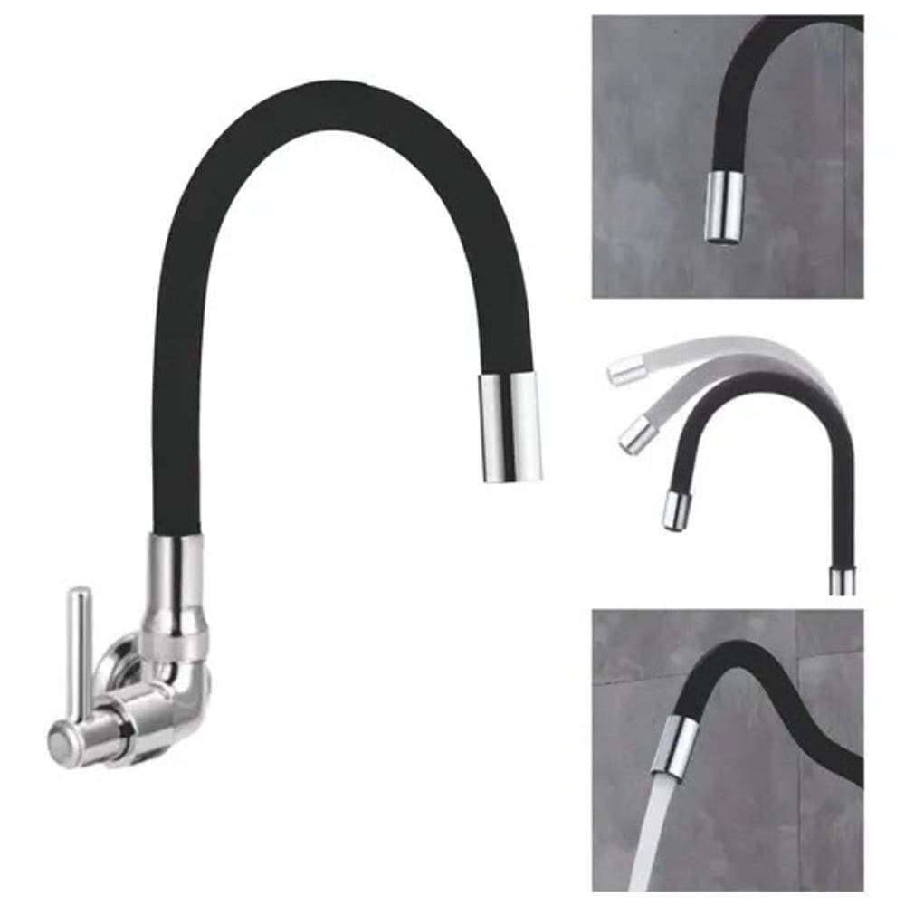 Torneira Flexível Parede Cozinha Gourmet Preta Black FC01