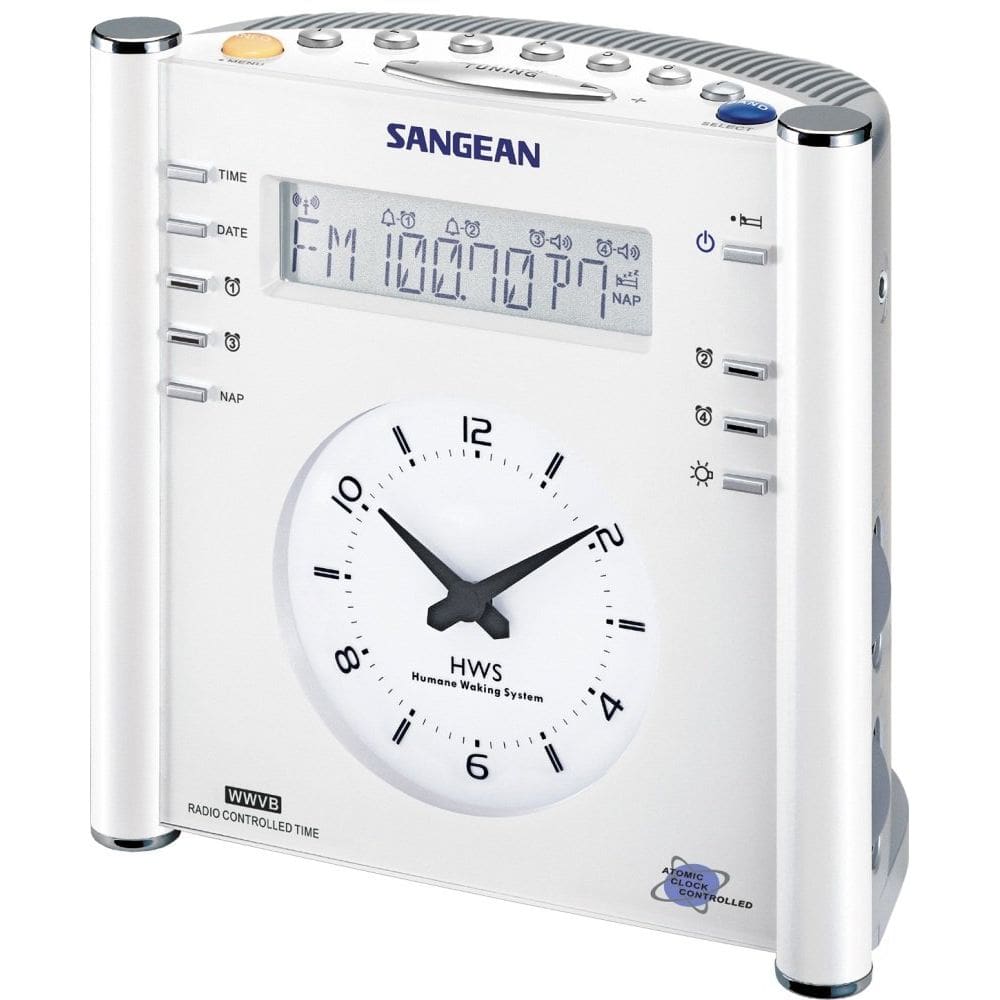 Rádio-Relógio Sangean RCR-3 AM/FM Atômico Digital/Analógico Branco