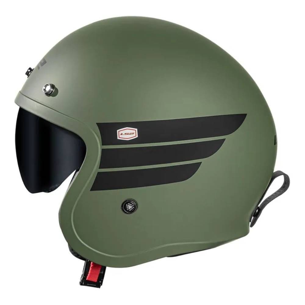Capacete Ls2 Spitfire Of599 Retro Verde Militar Fosco