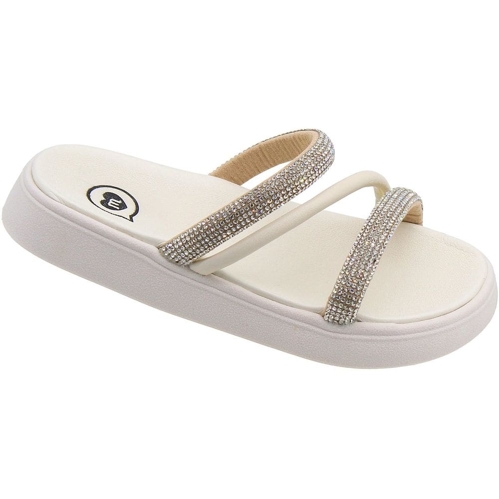 Tamanco Infantil Molekinha Plataforma Tiras Strass Napa Slide Menina