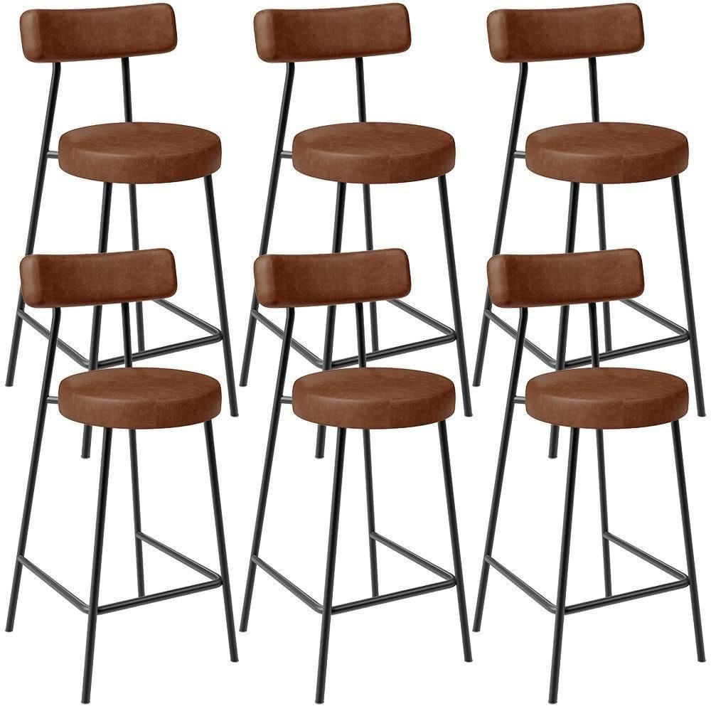 Kit 06 Banquetas Baixa Para Cozinha Sala De Jantar Bancada Milão L02 Couríssimo Marrom -LyamDecor