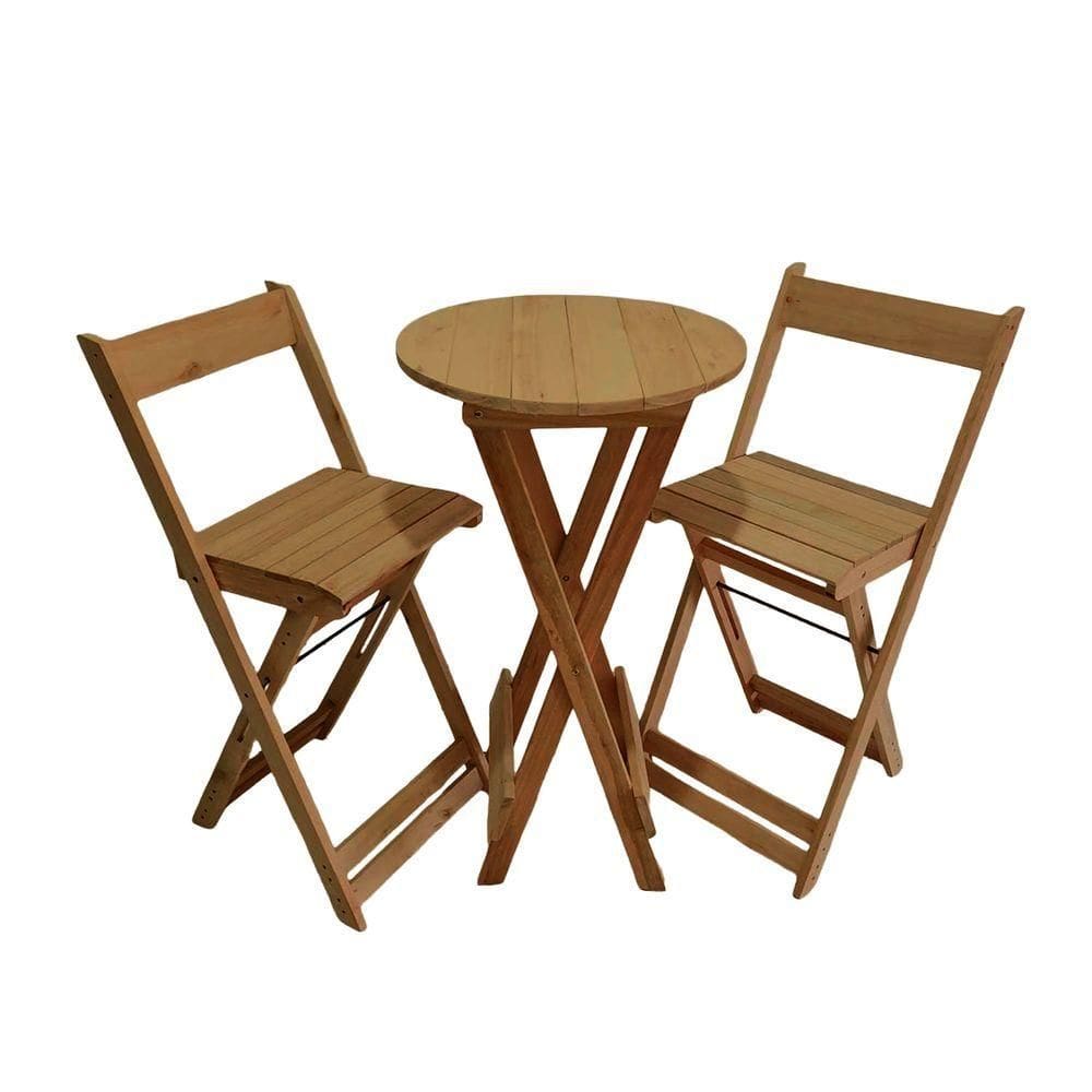 Bistro Com 2 Banquetas Para Bar Dobrável De Madeira Ismalu Mel