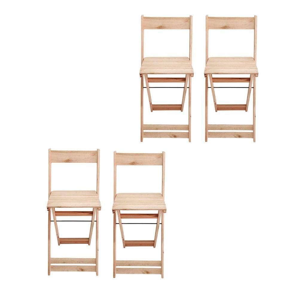Conjunto 4 Banquetas Dobráveis Bistro E Balcão Em Madeira Natural
