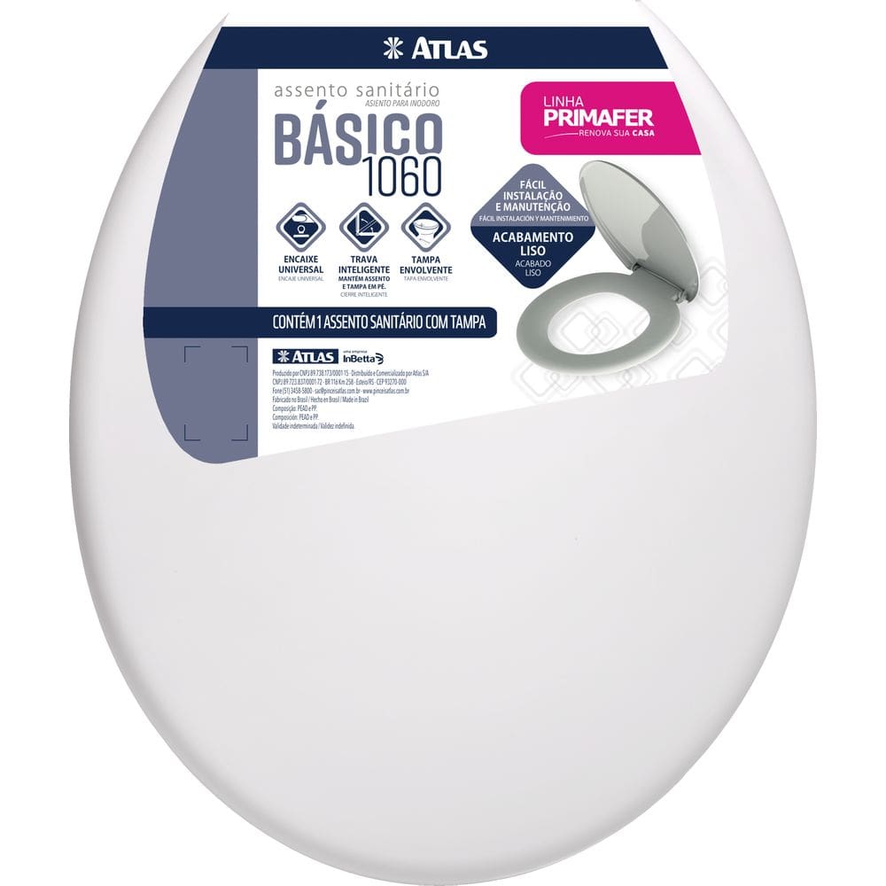 Assento Sanitario Plastico Oval Branco Atlas