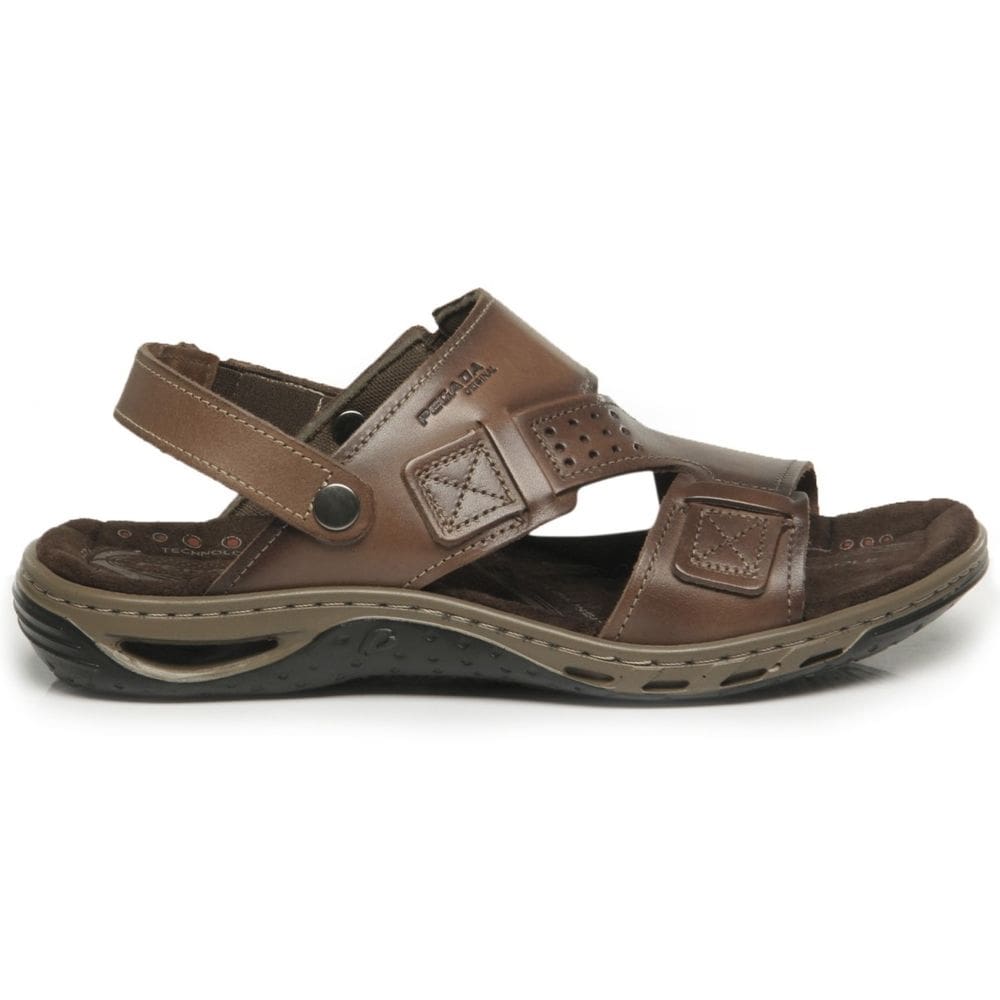 Sandália Masculina Pegada em Couro Conforto Estilo Leve