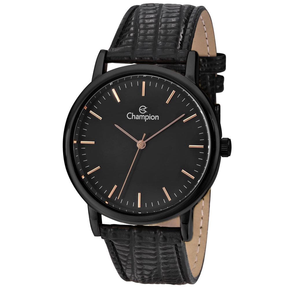 Relógio CHAMPION feminino preto couro CN20042N