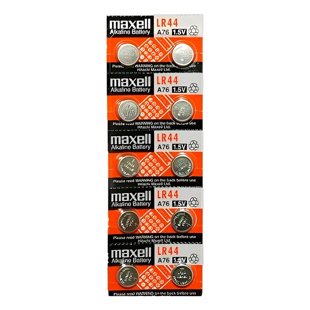 Pilha alcalina Maxell LR44 1.5V - cartela com 10 unidades
