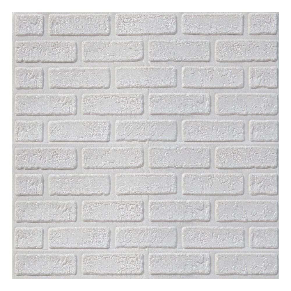 Kit 2 Painel Placa 3D Auto Adesivo Tijolo À Vista Branco 70x70cm