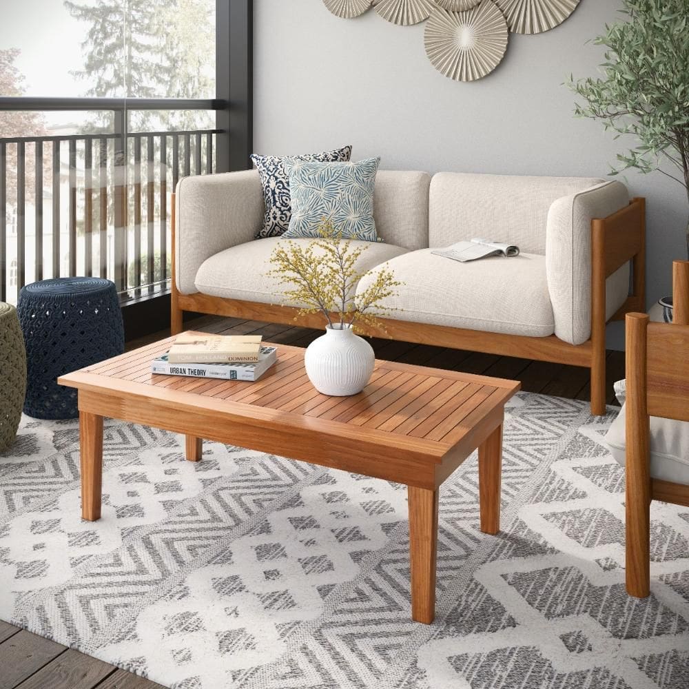 Mesa centro 100x50 Ripada Madeira Rustica Castanho