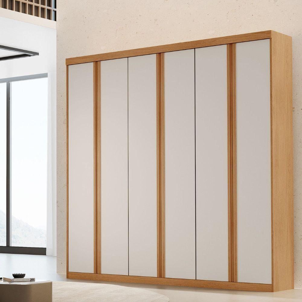 Guarda Roupa Casal Boston 6 Portas 4 Gavetas Moderna Naturalle/off White