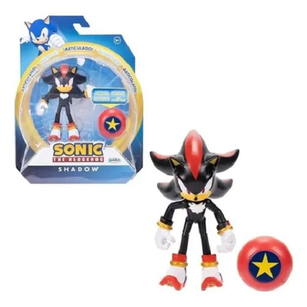 Sonic The Hedgehodg Boneco 10 Cm 11 Articulações C/ Acessorio - Shadow - Sunny