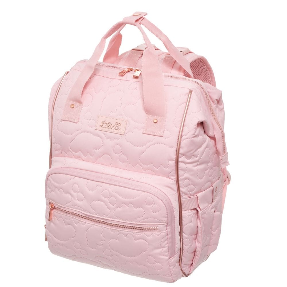 Mochila Maternidade Lilica Ripilica Little Shine Matelassê Rose Gold Bolsos Laterais Internos Externos Resistente